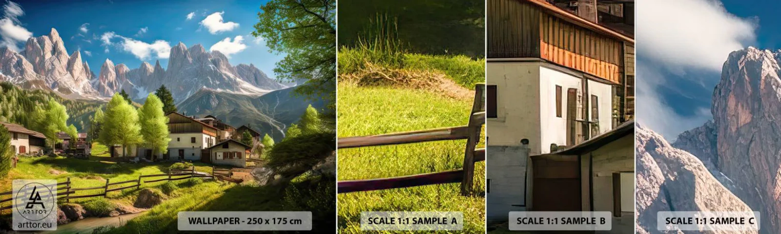 Fotótapéta Minta Standard Eco - Alpesi idill - Hegyek, Tájkép, Alpok - 100x30 cm