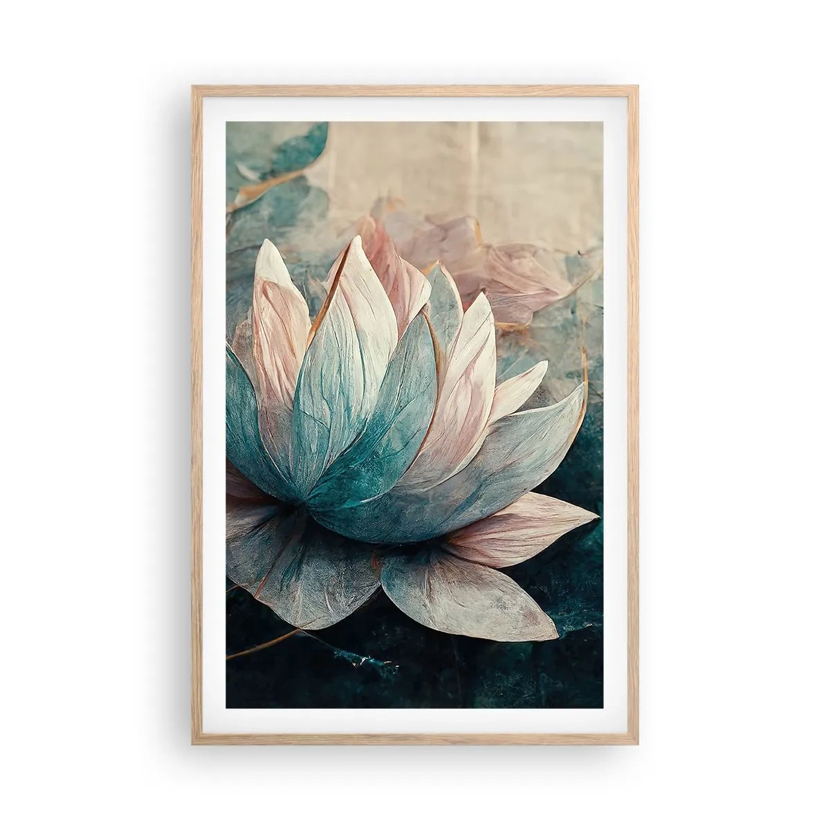 Poszter világos tölgy keretben - Tavi csillagok - 61x91 cm