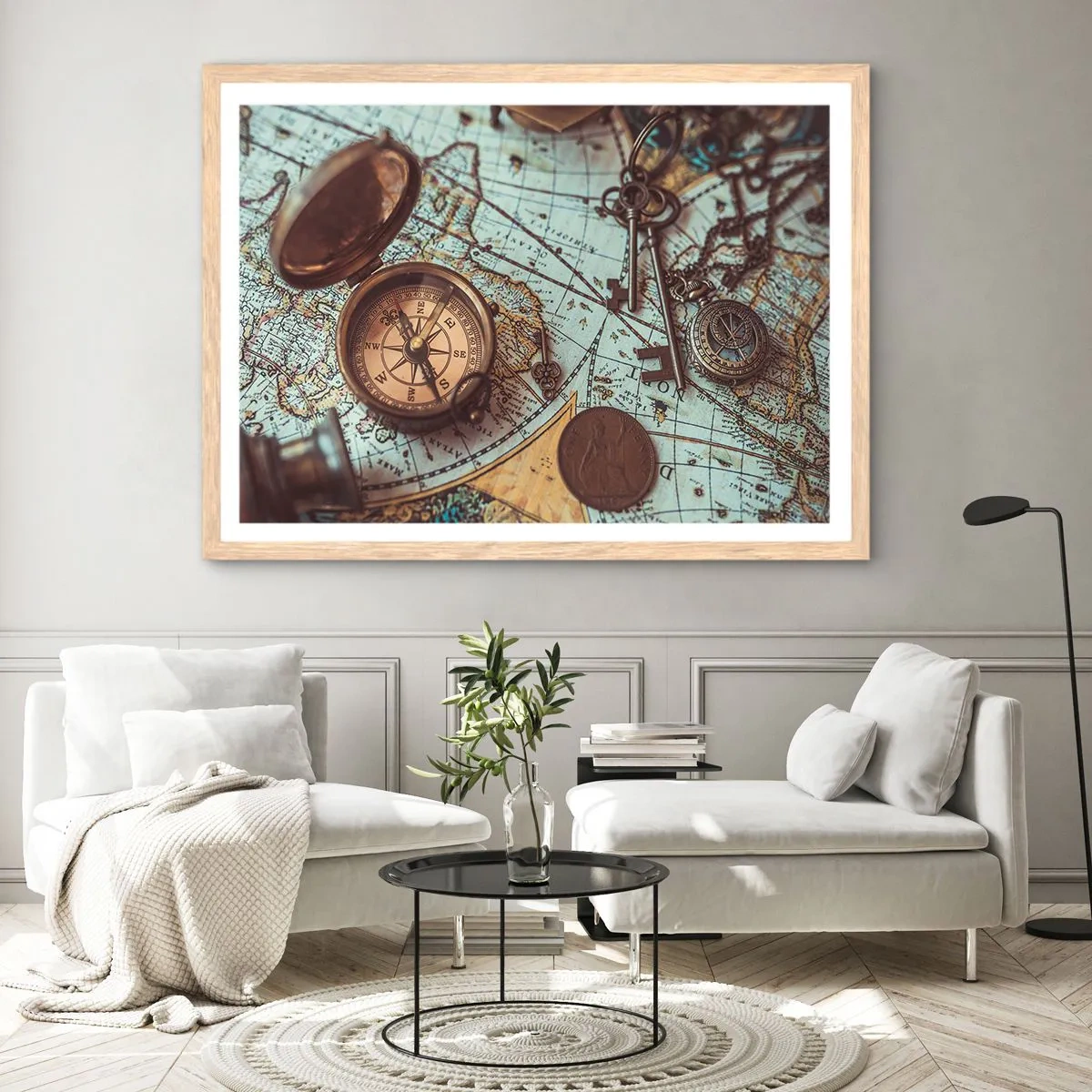 Poszter világos tölgy keretben - A kalandvágynak - 50x40 cm