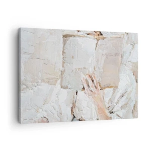 Vászonkép - Egy impresszionista festmény egy nyitott könyvet tartó kézről. - 70x50cm - Egy másik világban - Modern fali dekoráció nappalihoz és hálószobához ARTTOR