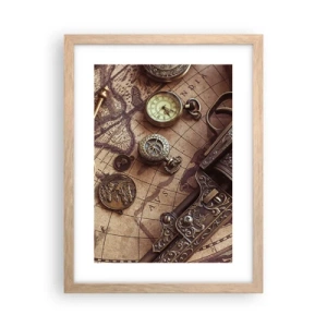 Poszter világos tölgy keretben - Hív a kaland  - 30x40 cm