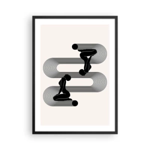 Poszter fehér keretben - Női sziluettek minimalista grafikája optikai illúzióhatással - 50x70cm - Érzéki szimmetria - Modern fali dekoráció nappalihoz és hálószobához ARTTOR