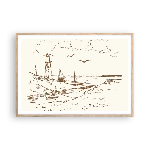 Poszter világos tölgy keretben - A nyár emlékeinek vázlata - 100x70 cm