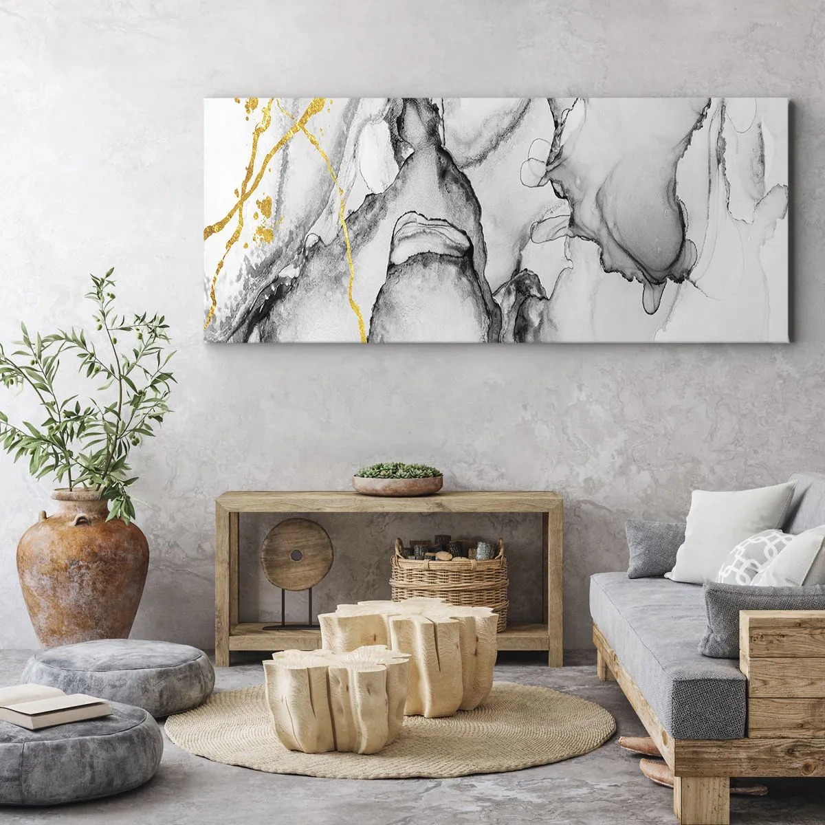 Vászonkép - Arany motívumú kompozíció - 100x40 cm