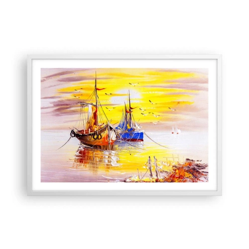 Poszter fekete keretben - Megérdemelt pihenés a kikötőben - 70x50 cm