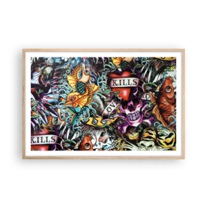 Poszter világos tölgy keretben - A tetováló művész álma - 91x61 cm