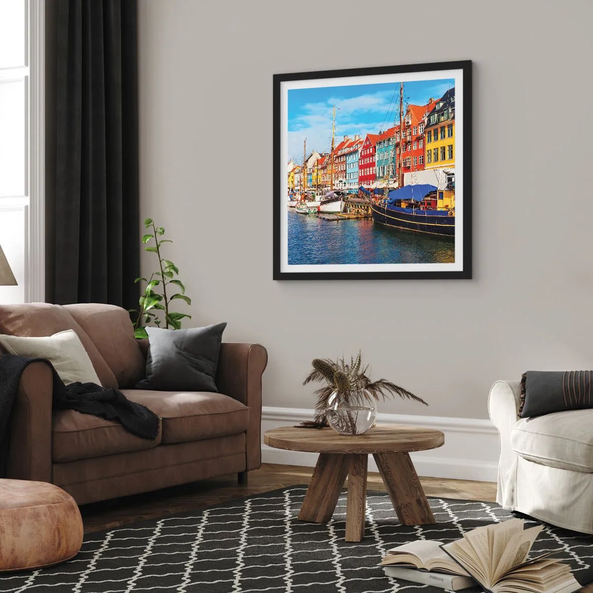 Poszter fehér keretben - Örömteli rakpart - 60x60 cm