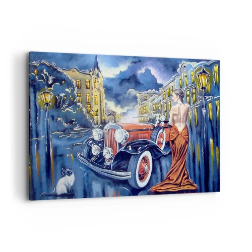 Vászonkép - Noktürn kékben és korallban - 120x80 cm