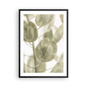 Poszter fehér keretben - Zöld levelek közeli képe természetes fényben - 50x70cm - Kezdetben levelek voltak... - Modern fali dekoráció nappalihoz és hálószobához ARTTOR