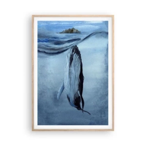 Poszter világos tölgy keretben - Észak két világa - 70x100 cm