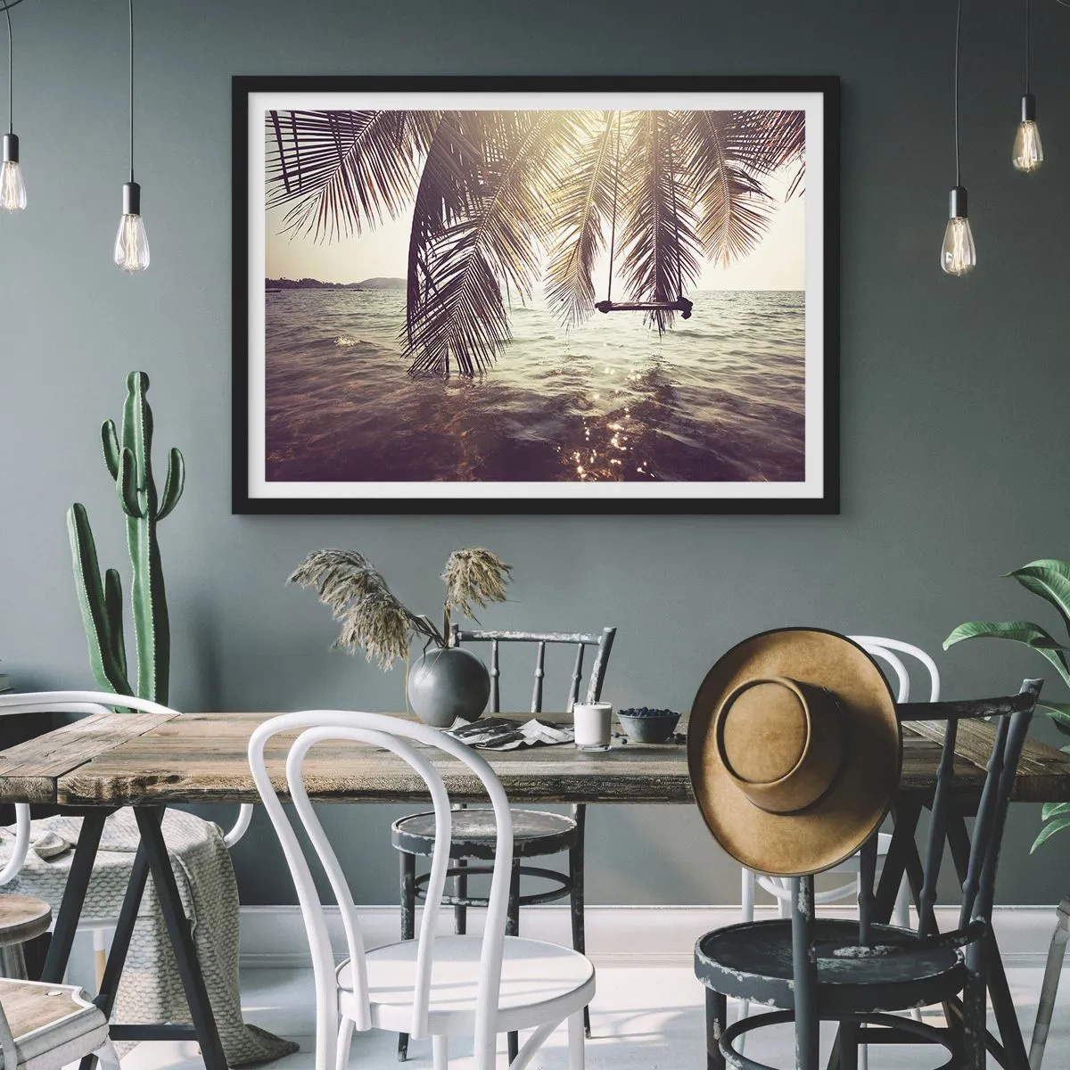 Poszter fehér keretben - Tetszés szerint hintázhat a felhők között - 70x50 cm