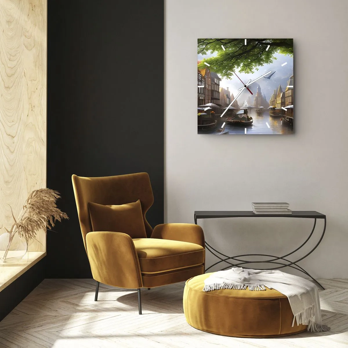 Falióra, Óra - Holland városkép - 40x40 cm