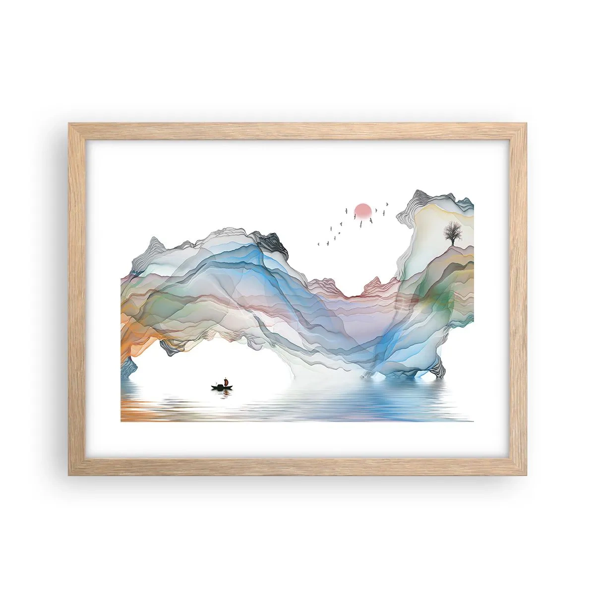 Poszter világos tölgy keretben - A kristály hegyek felé - 40x30 cm