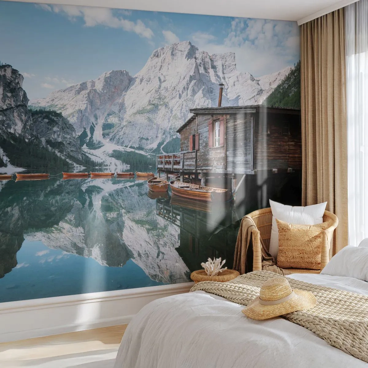 Fotótapéta Premium Canvas - Kristályos hegyi reggel - Hegyi táj, Nap, Tó - 250x175 cm