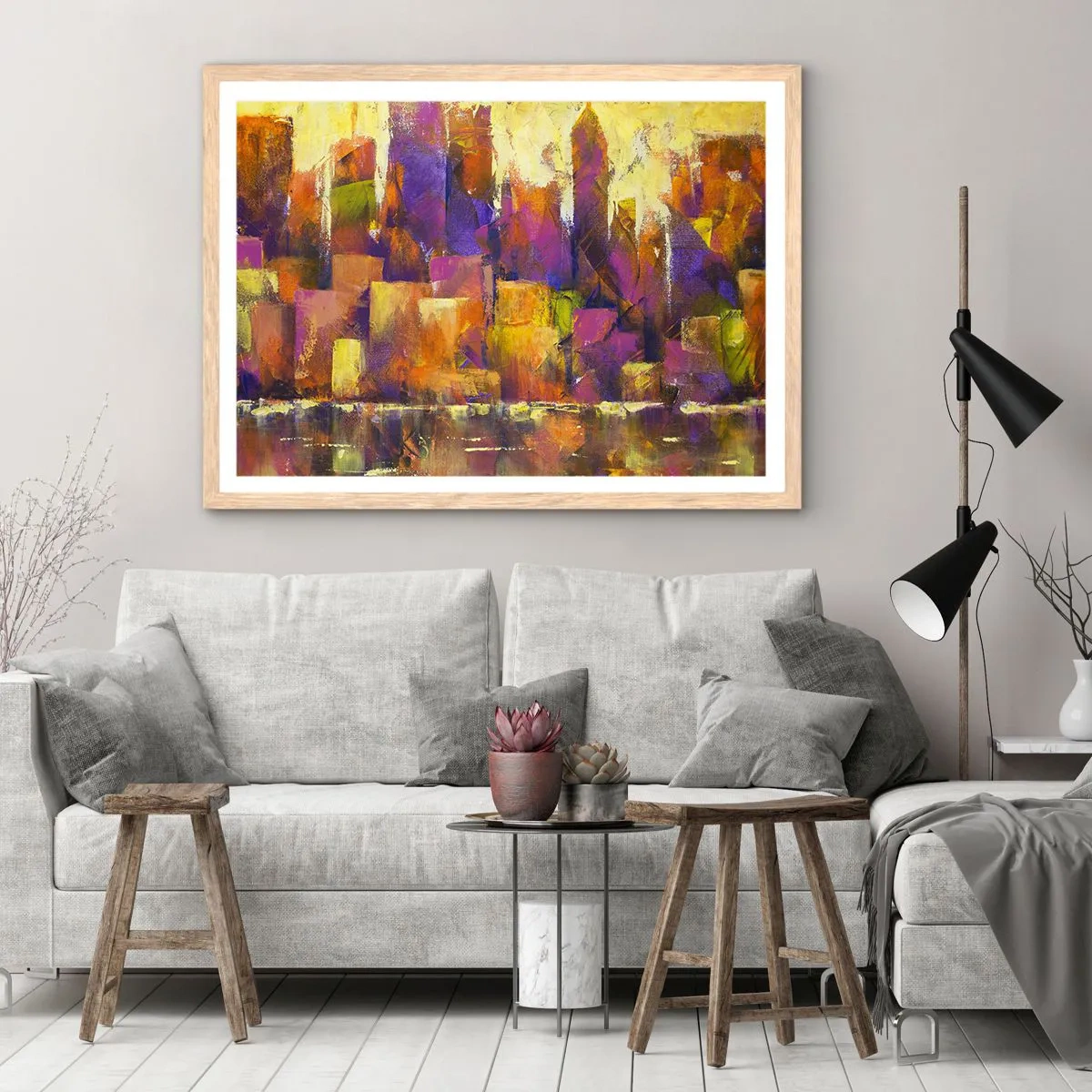 Poszter világos tölgy keretben - Metropolitán kompozíció - 70x50 cm