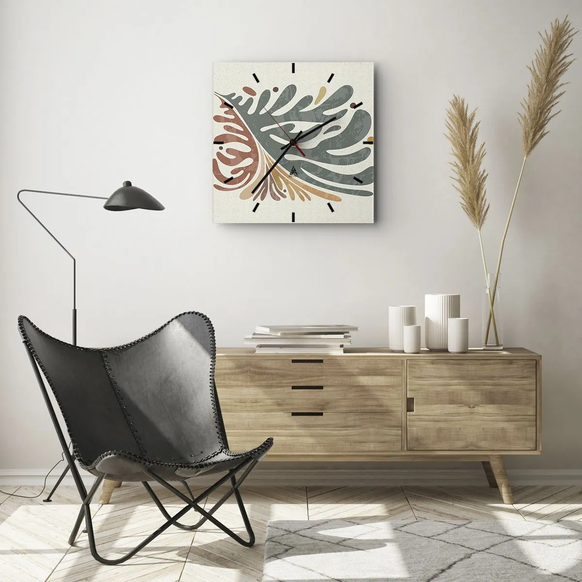 Falióra, Óra - Többszínű levél - 30x30 cm