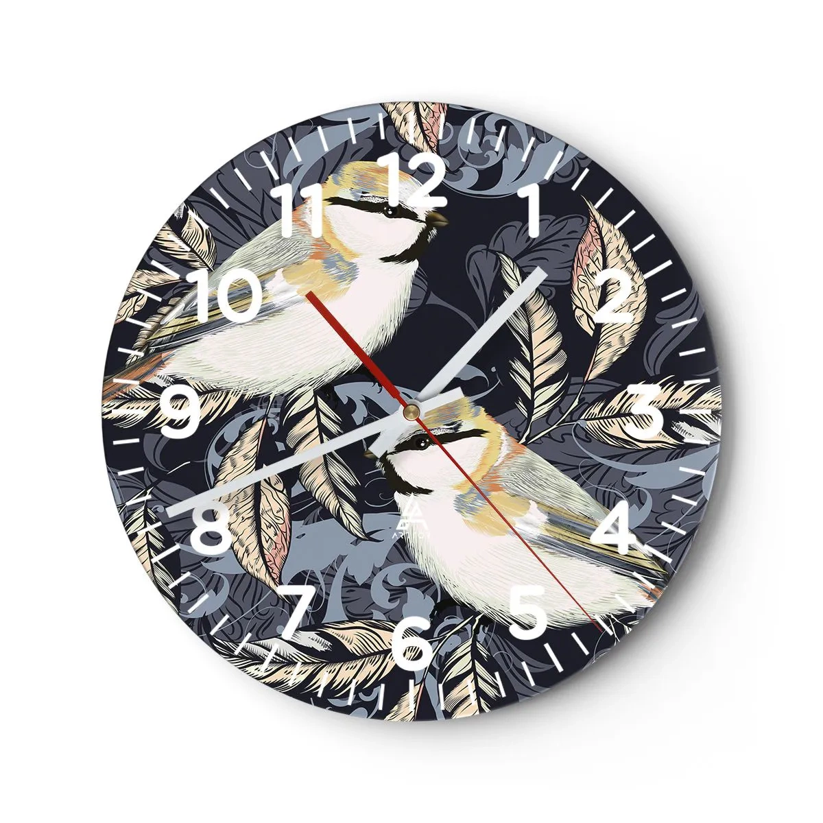 Falióra, Óra - Sárga-kék madárdal - 40x40 cm