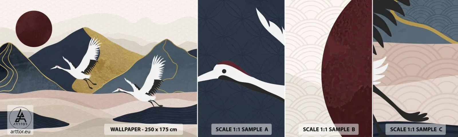 Fotótapéta Minta Standard Eco - És ismét ELREPÜLT a nap - Absztrakció, Daruk, Hegyek - 100x30 cm