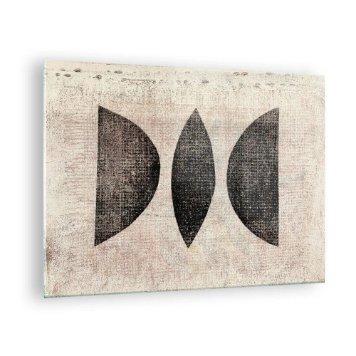 Üveg kép - Fekete geometrikus formák bézs alapon - 70x50cm - Etnikai absztrakció - Modern fali dekoráció nappalihoz és hálószobához ARTTOR