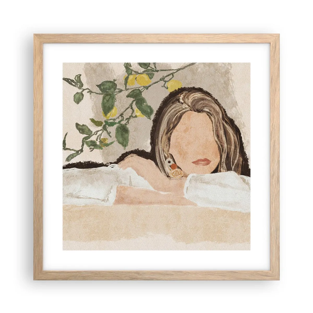 Poszter világos tölgy keretben - Déli szépség - 40x40 cm