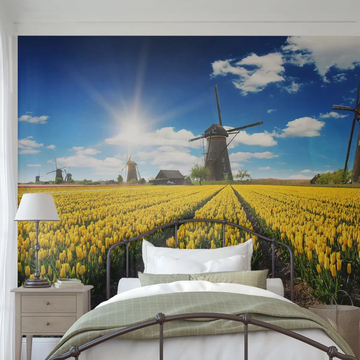 Fotótapéta Standard Eco - Nem is lehetne hollandabb - Tájkép, Ventilátor, Tulipánok - 200x140 cm