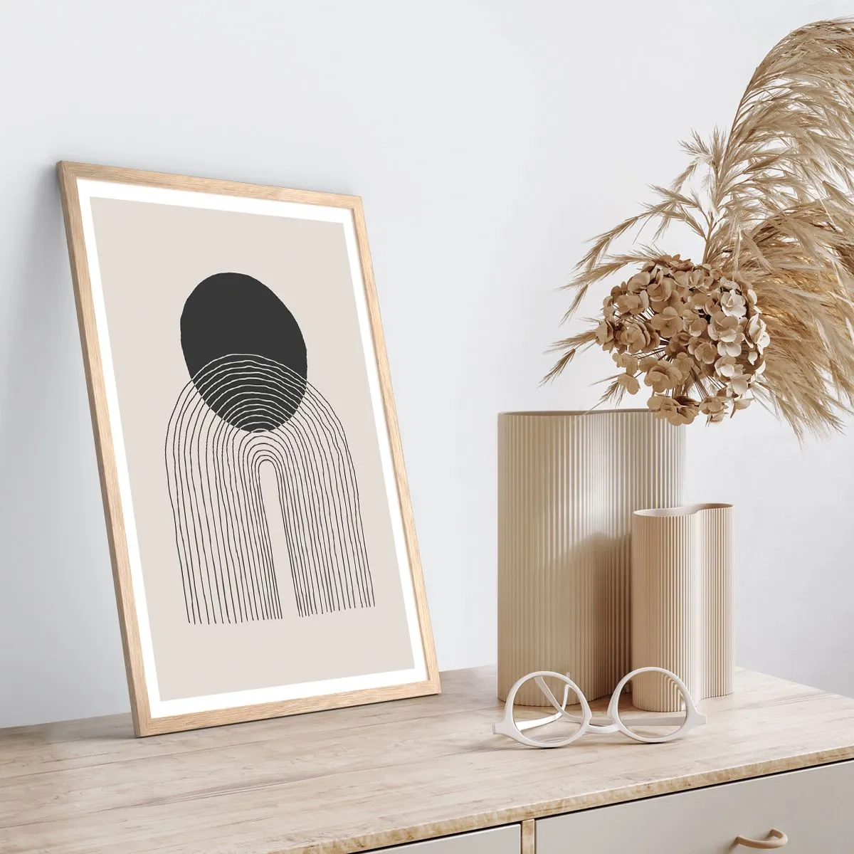 Poszter világos tölgy keretben - Remegés és biztosság - 61x91 cm