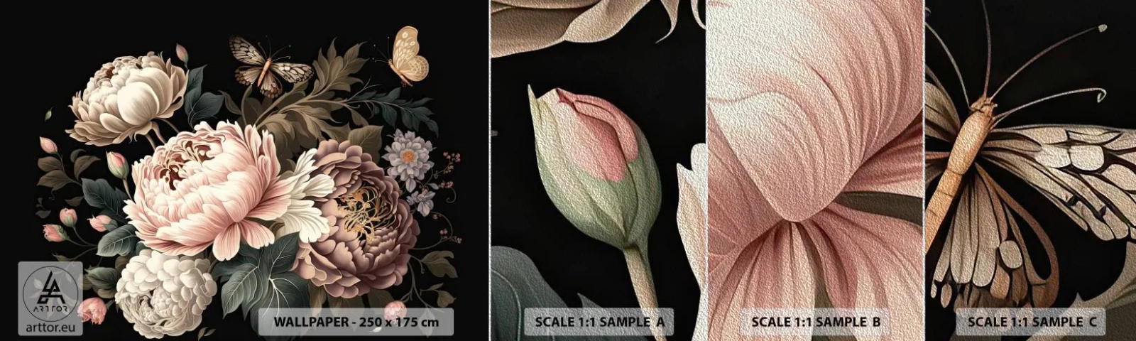 Fotótapéta Minta Premium Sand - Barokk stílusban - Növénytan, Virágok, Fura csaj - 100x30 cm