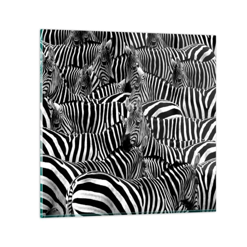 Üveg kép - Csoportos, csíkos portré - 50x50 cm