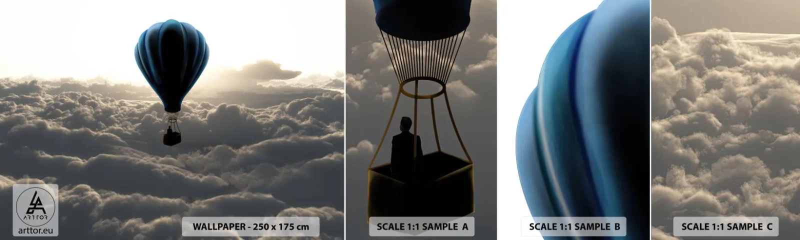 Fotótapéta Minta Öntapadós Deluxe Sticker - Egy vándor a felhők felett - Tájkép, Léggömb repülés, Utazások - 100x30 cm