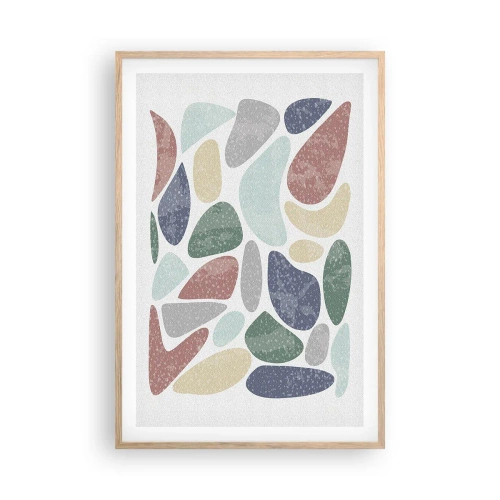 Poszter világos tölgy keretben - Mozaik púderes színekből - 61x91 cm