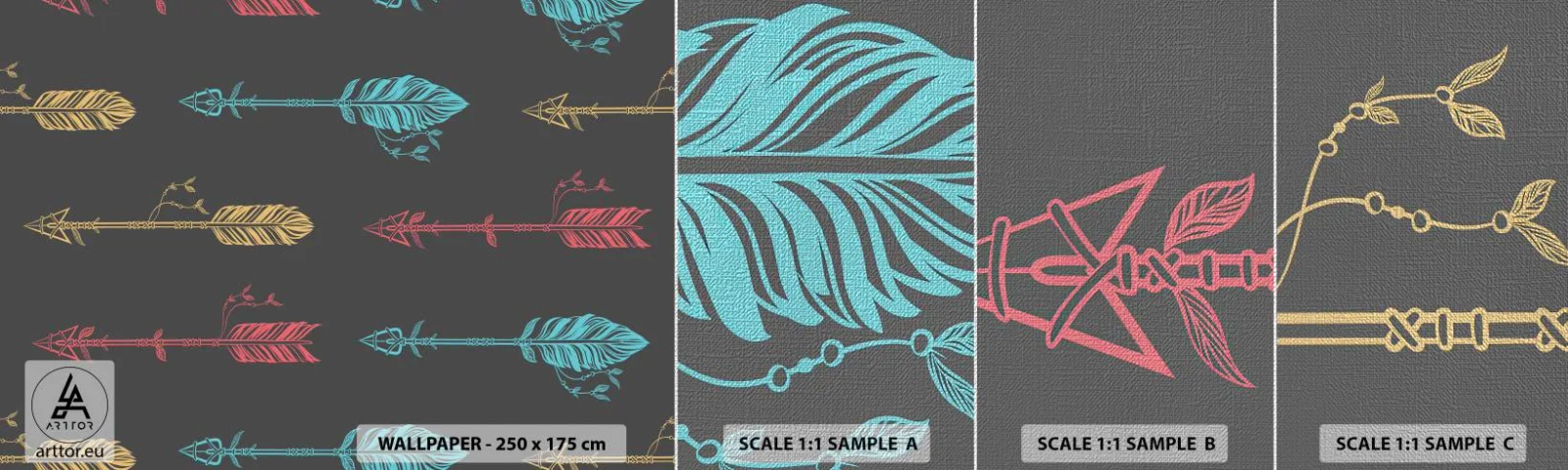 Fotótapéta Minta Premium Canvas - Rendben - Absztrakció, Boho, Nyíl - 100x30 cm