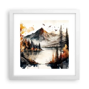 Poszter fekete keretben - Aranyszínű ősz a hegyekben - 30x30 cm