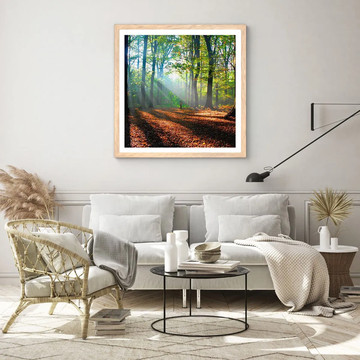 Poszter világos tölgy keretben - Ragyogások és árnyékok - 30x30 cm