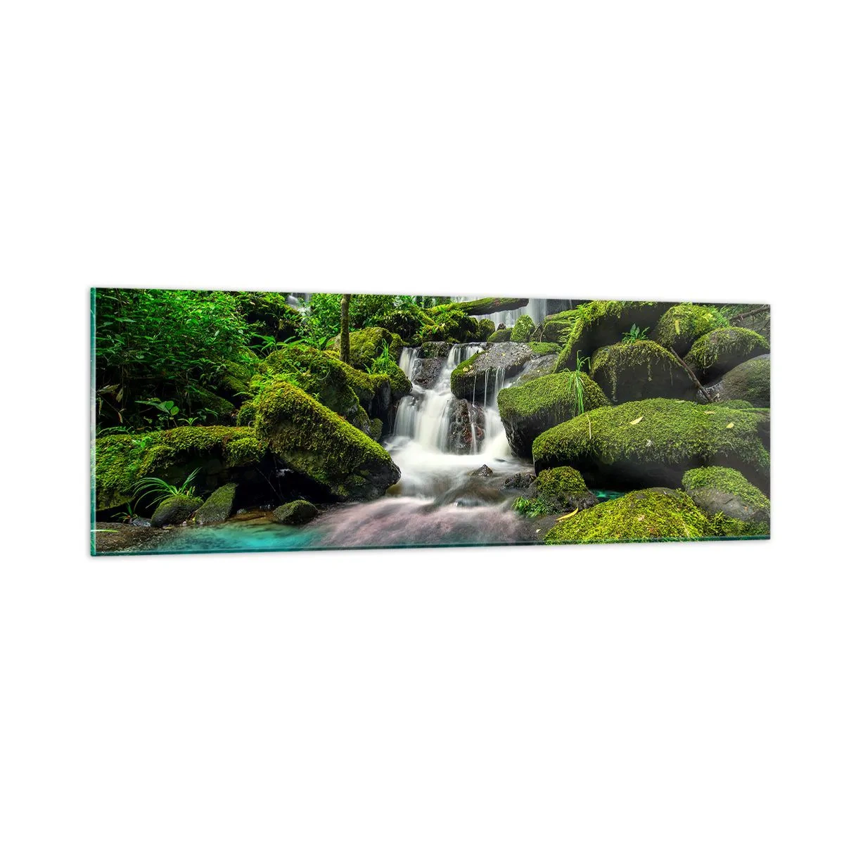 Üveg kép - Türkiz, zafír és folyékony ezüst - 90x30 cm