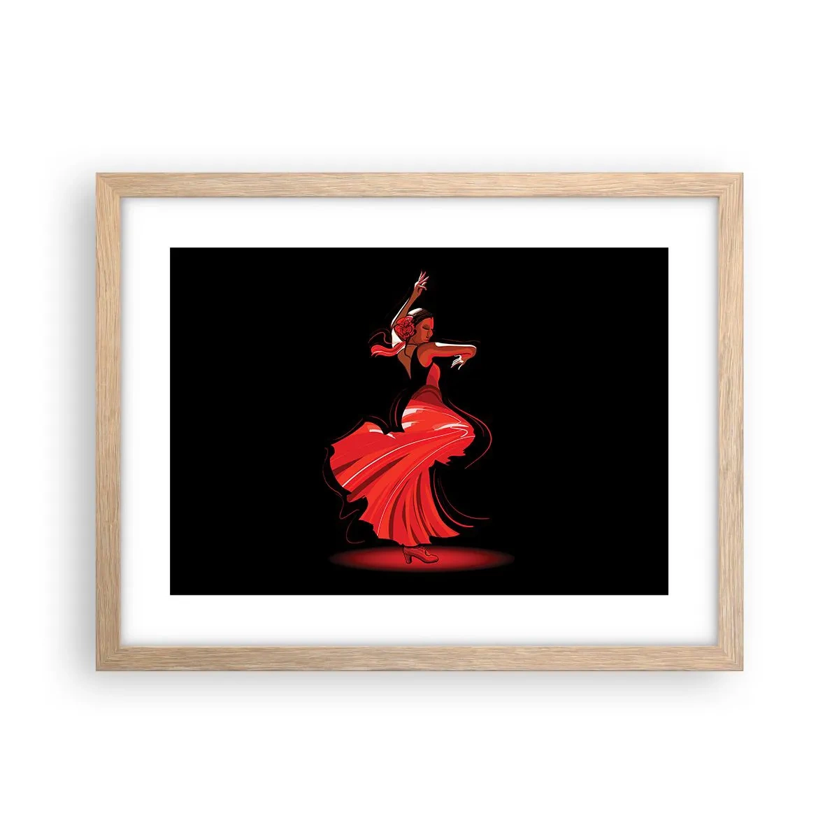 Poszter világos tölgy keretben - A flamenco tüzes szelleme - 40x30 cm