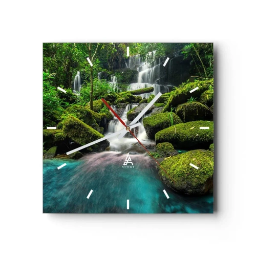 Falióra, Óra - Türkiz, zafír és folyékony ezüst - 40x40 cm