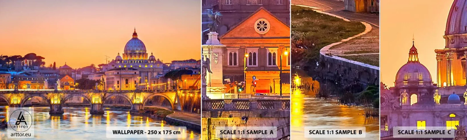 Fotótapéta Minta Standard Eco - Naplemente az örök város felett - Város, Róma, Építészet - 100x30 cm