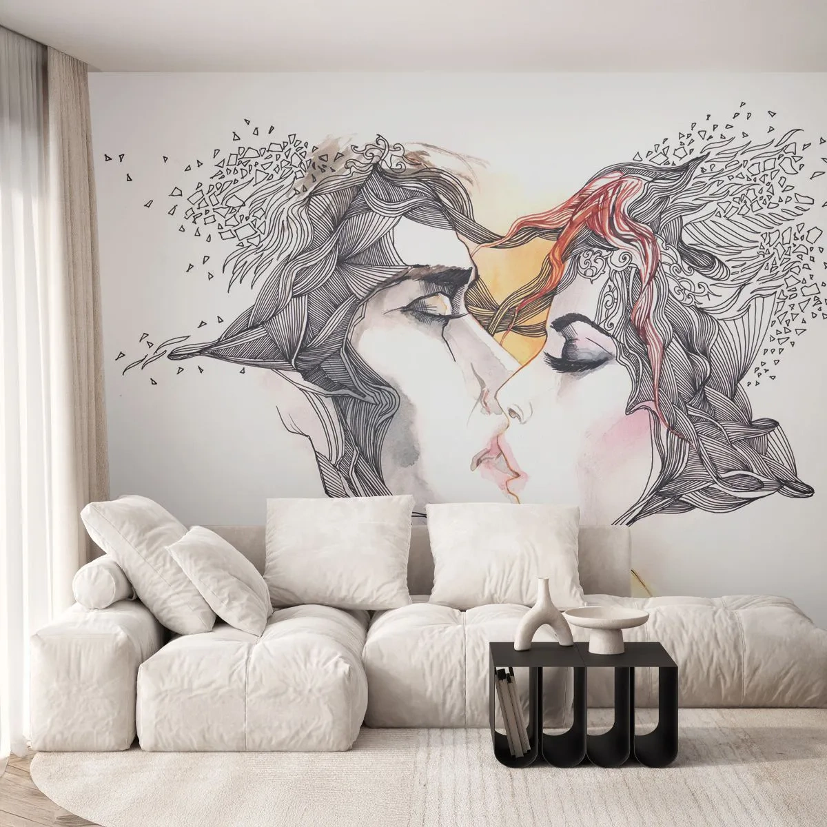 Fotótapéta Premium Canvas - A világ nem létezik - Absztrakció, Pár szerelmes, Csók - 100x70 cm