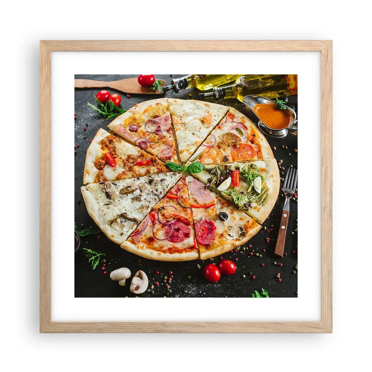 Poszter világos tölgy keretben - Ízek palettája - 40x40 cm