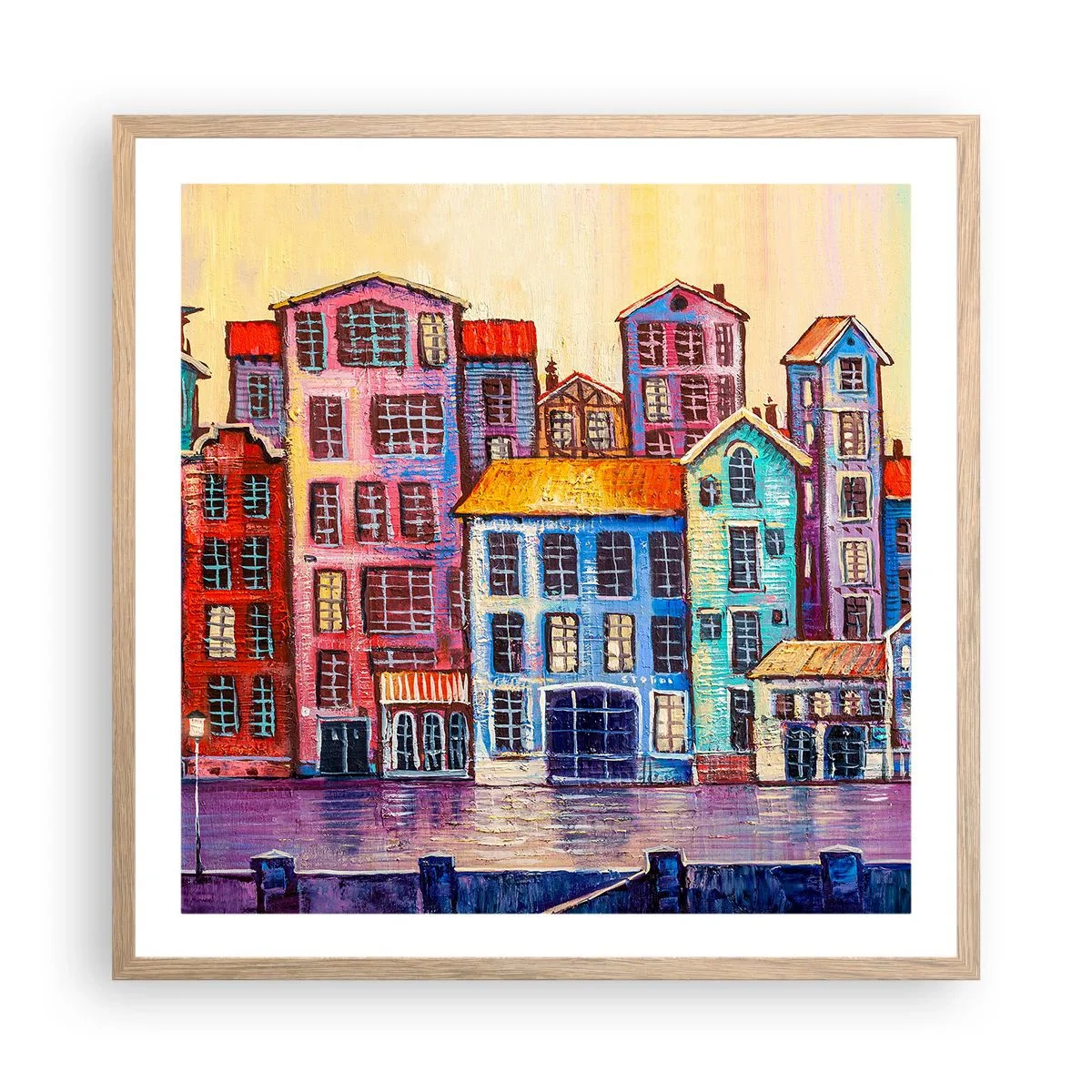 Poszter világos tölgy keretben - Egy város, mint egy tündérmese - 60x60 cm