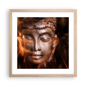 Poszter világos tölgy keretben - Csak itt és most létezik - 40x40 cm