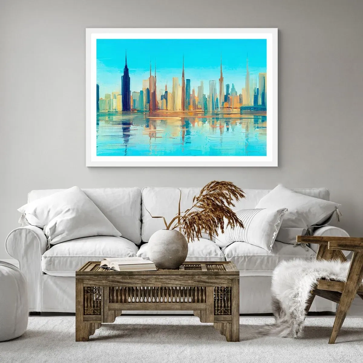 Poszter fekete keretben - Napfényes metropolisz - 50x40 cm