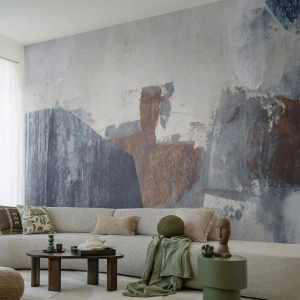 Fotótapéta Standard Eco - Geometrikus absztrakció kék és barna árnyalatokban - 100x70cm - Kékes barna formák - Modern fali dekoráció nappalihoz és hálószobához ARTTOR