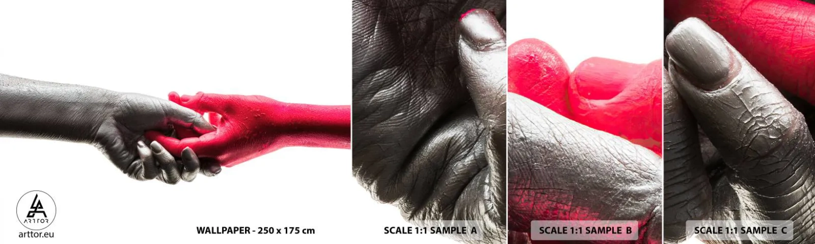 Fotótapéta Minta Öntapadós Deluxe Sticker - Együtt, bár mások - Emberi kezek, Kéz, Absztrakció - 100x30 cm