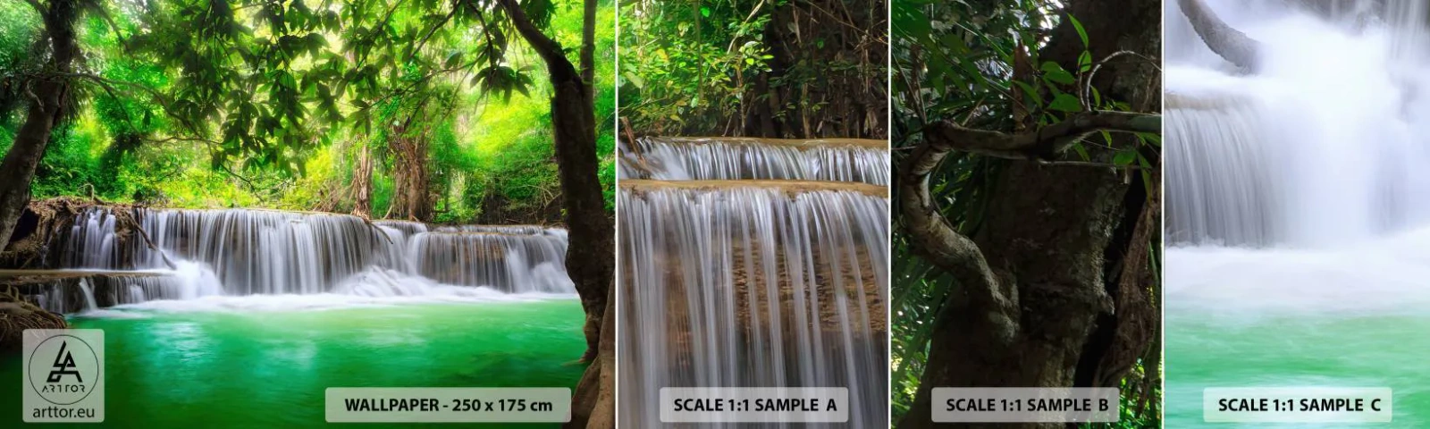 Fotótapéta Minta Standard Eco - Zuhatag zöldben - Tájkép, Vízesés, Nemzeti Park - 100x30 cm