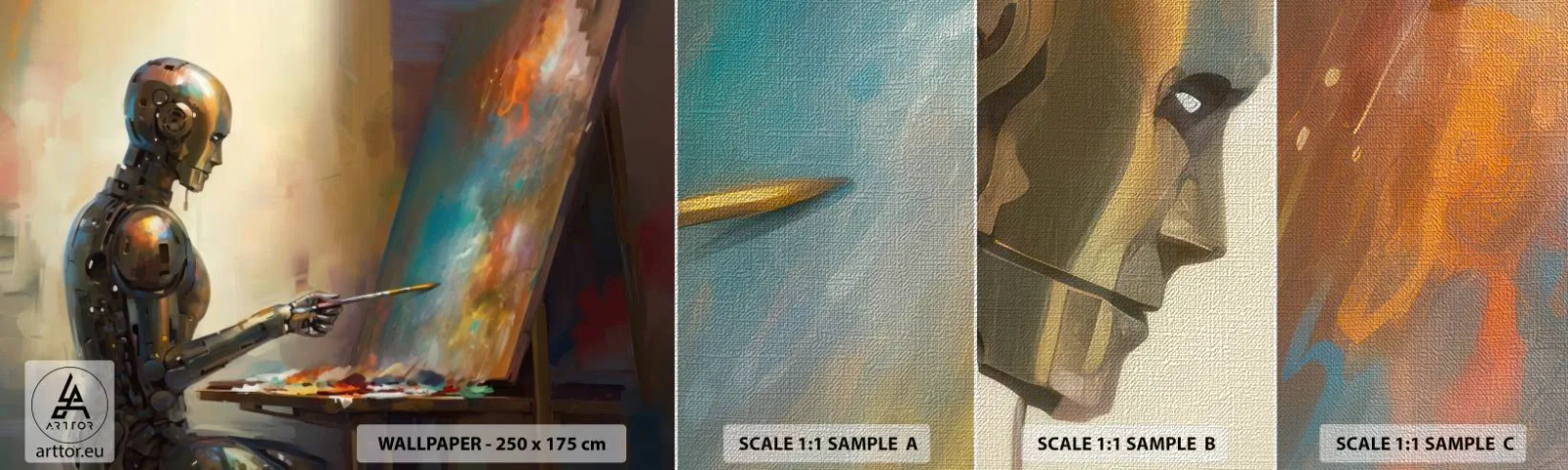 Fotótapéta Minta Premium Canvas - A jövő művészete - Festmény, Robot, Kefe - 100x30 cm