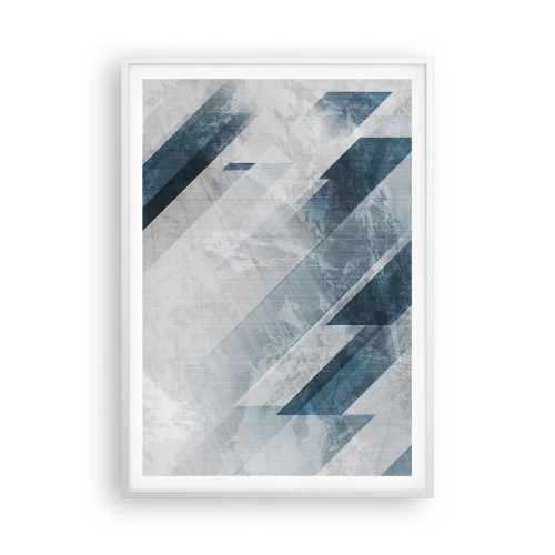 Poszter fekete keretben - Térkompozíció - szürke mozgás - 70x100 cm