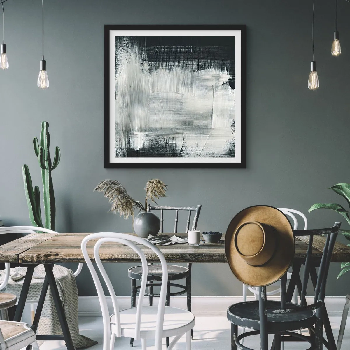 Poszter fehér keretben - Függőlegből és vízszintből szőtt - 40x40 cm