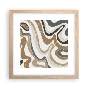 Poszter világos tölgy keretben - Földszínű színek kanyarulatai - 30x30 cm