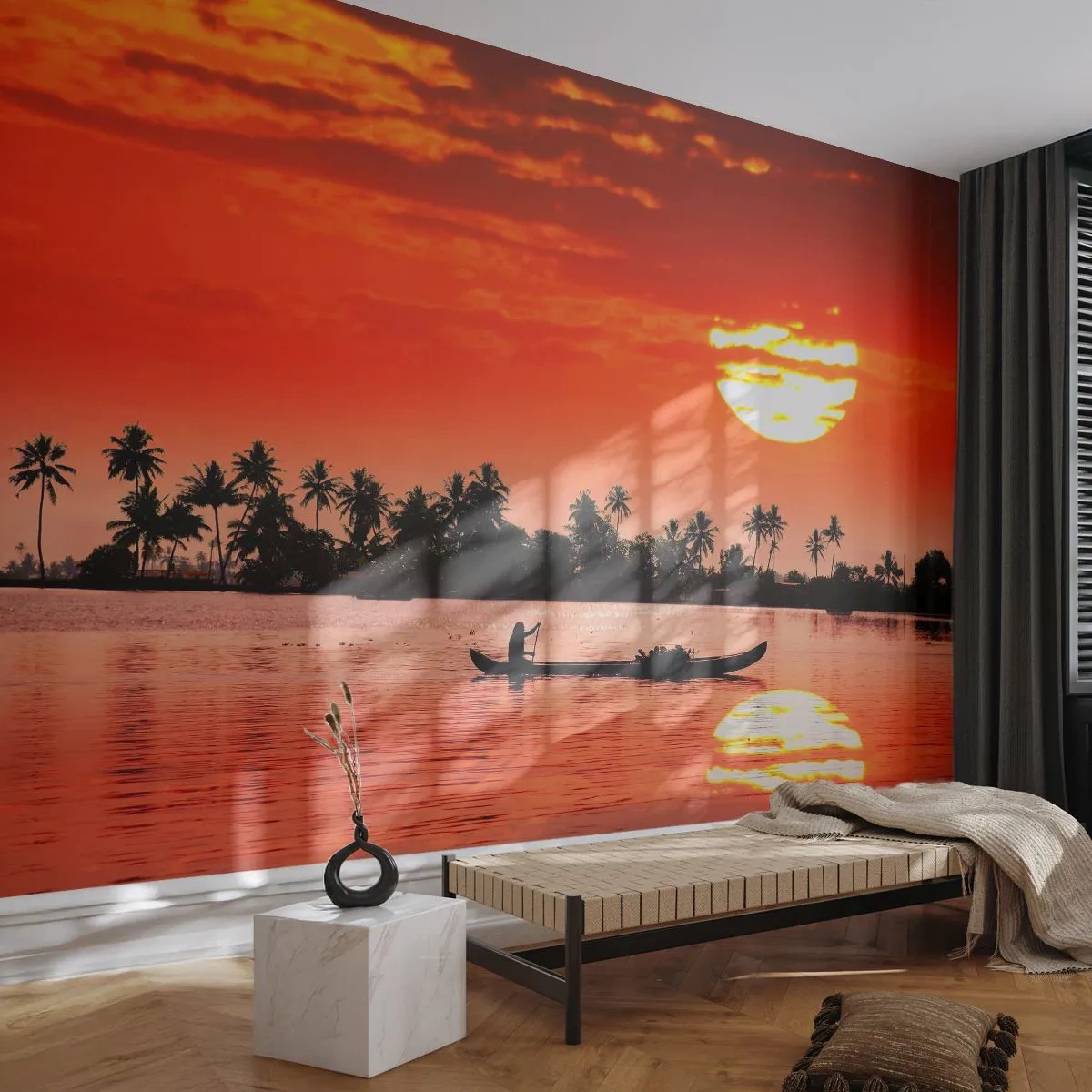 Fotótapéta Premium Canvas - A trópusok nyugalma naplementekor - Tájkép, India, Napnyugta - 300x210 cm